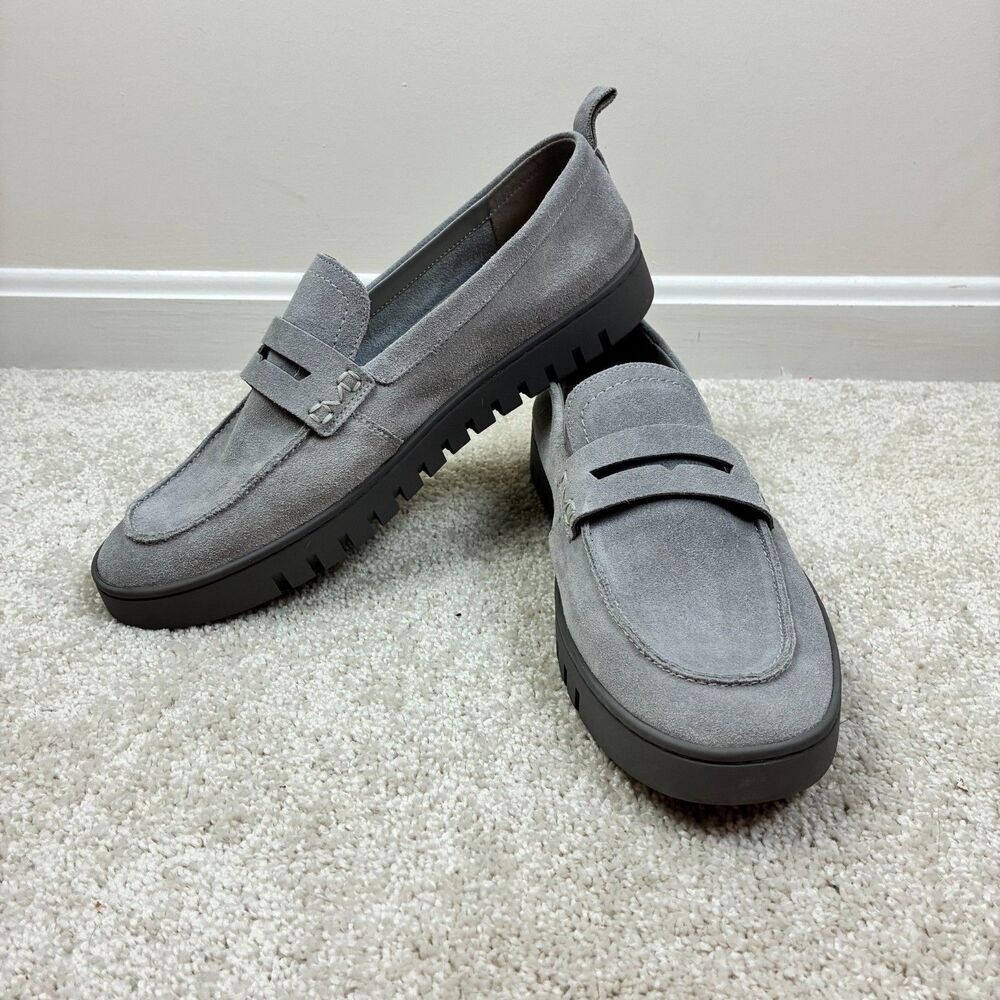 Vionic Uptown Women's Gray Suede Penny Loafer Comfort Orthotic Support Size 12
